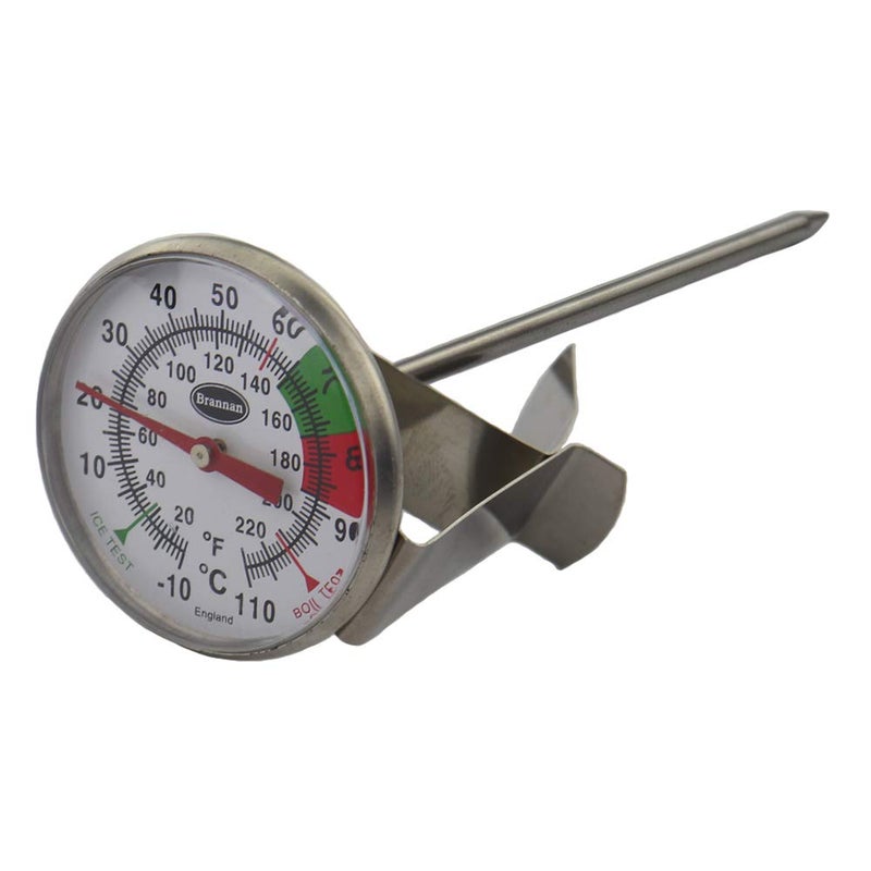 Brannan Frothy Milk Thermometer for Steaming Milk with 125 mm Stainless Steel Probe and Clip Barista Coffee Great for Frothing - Image 1